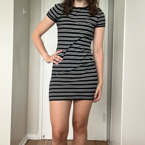 Black and White Striped Mini Dress - Picture 1 of 3